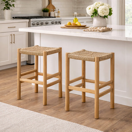 Oslo Natural Teak Indoor/Outdoor Counter Stool - 24"