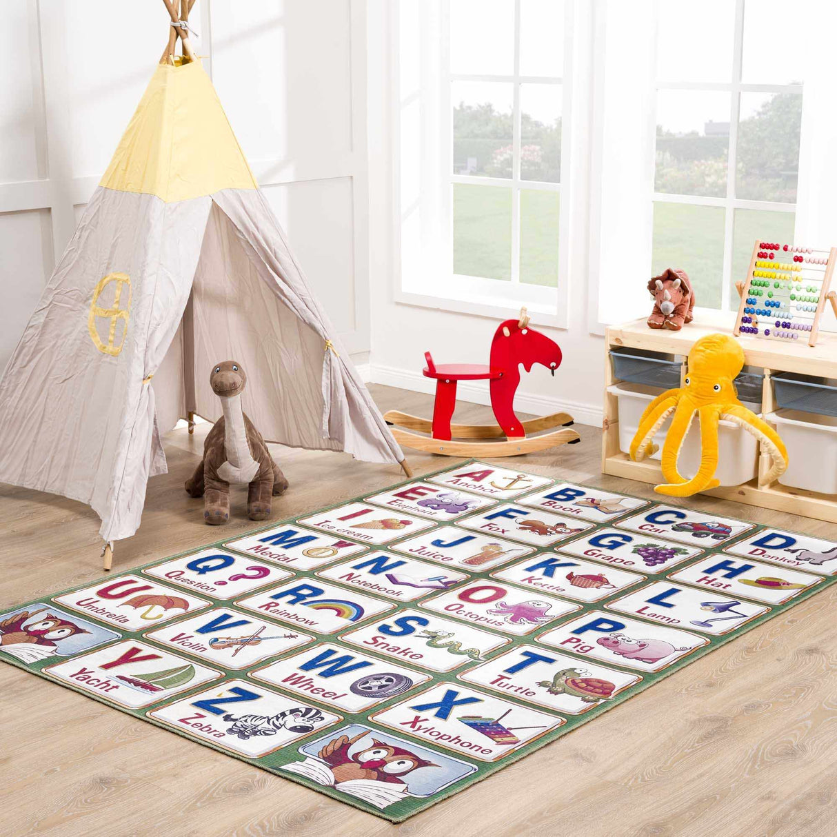 Osric Colorful Alphabet Washable Kids Rug - Clearance-Rugs-Parc Decor