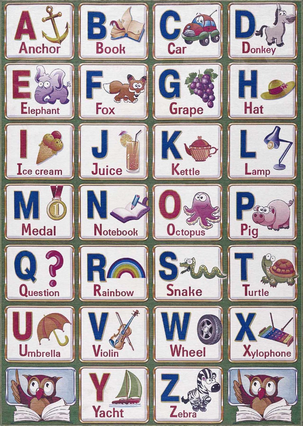 Osric Colorful Alphabet Washable Kids Rug - Clearance-Rugs-Parc Decor