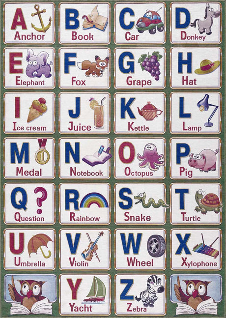 Osric Colorful Alphabet Washable Kids Rug - Clearance-Rugs-Parc Decor