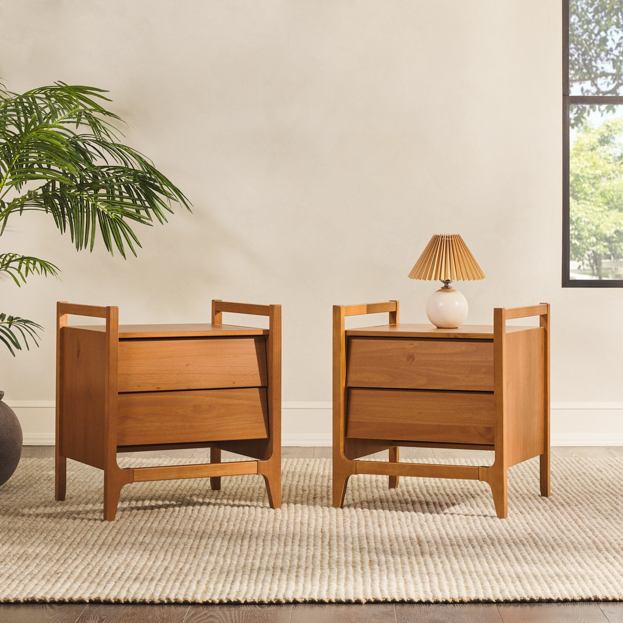 Oswald Mid-Century Modern 2-Drawer Wood Nightstand-Bedroom-Parc Decor