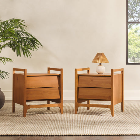 Oswald Mid-Century Modern 2-Drawer Wood Nightstand-Bedroom-Parc Decor