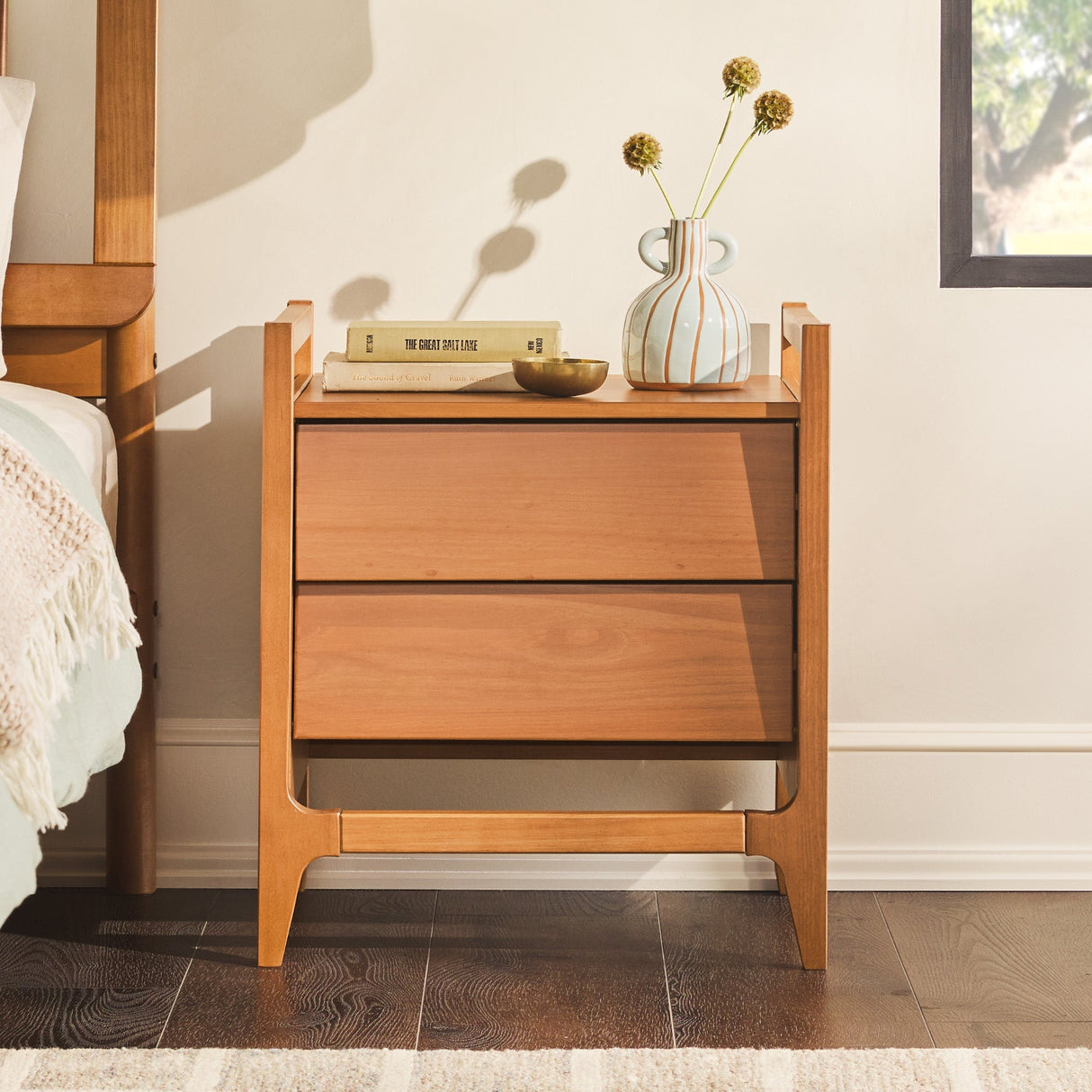 Oswald Mid-Century Modern 2-Drawer Wood Nightstand-Bedroom-Parc Decor