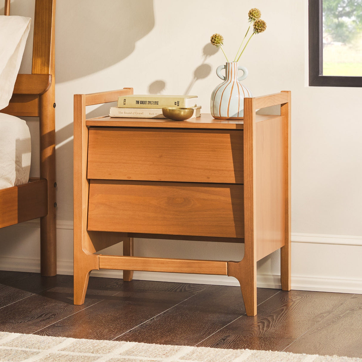 Oswald Mid-Century Modern 2-Drawer Wood Nightstand-Bedroom-Parc Decor