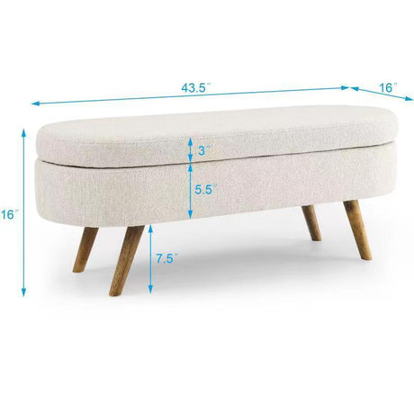Ottoman Oval Storage Bench-Bedroom-Parc Decor