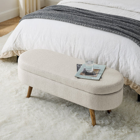 Ottoman Oval Storage Bench-Bedroom-Parc Decor