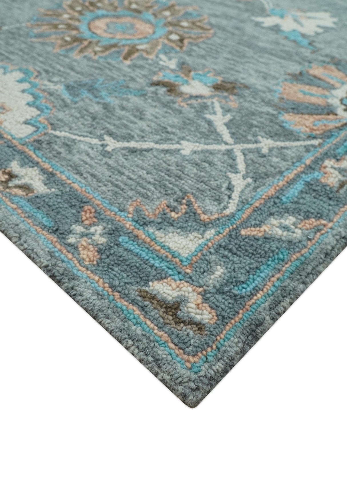 Oushak Design Gray, Blue And Brown Hand Tufted Custom Made wool rug