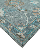Oushak Design Gray, Blue And Brown Hand Tufted Custom Made wool rug