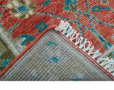 Oushak Design Red And Green 2.6x8 Hand knotted Wool Rug