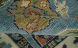 Oushak Hand Knotted Blue and Ivory Traditional Wool Multi Size wool Area Rug