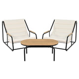 Outdoor Chaise Lounge Chairs Set of 3 with Acacia Side Table, Pool Lounge Chairs for Lawn, Deck, Beach-户外家居套装-Parc Decor