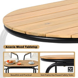 Outdoor Chaise Lounge Chairs Set of 3 with Acacia Side Table, Pool Lounge Chairs for Lawn, Deck, Beach-户外家居套装-Parc Decor