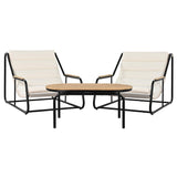 Outdoor Chaise Lounge Chairs Set of 3 with Acacia Side Table, Pool Lounge Chairs for Lawn, Deck, Beach-户外家居套装-Parc Decor