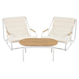 Outdoor Chaise Lounge Chairs Set of 3 with Acacia Side Table, Pool Lounge Chairs for Lawn, Deck, Beach-户外家居套装-Parc Decor