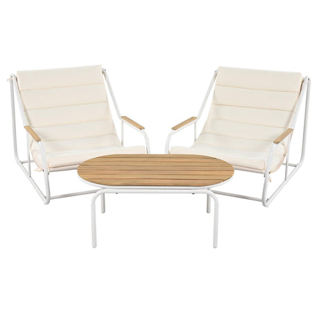 Outdoor Chaise Lounge Chairs Set of 3 with Acacia Side Table, Pool Lounge Chairs for Lawn, Deck, Beach-户外家居套装-Parc Decor