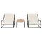 Outdoor Chaise Lounge Chairs Set of 3 with Acacia Side Table, Pool Lounge Chairs for Lawn, Deck, Beach-户外家居套装-Parc Decor