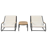 Outdoor Chaise Lounge Chairs Set of 3 with Acacia Side Table, Pool Lounge Chairs for Lawn, Deck, Beach-户外家居套装-Parc Decor