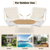 Outdoor Chaise Lounge Chairs Set of 3 with Acacia Side Table, Pool Lounge Chairs for Lawn, Deck, Beach-户外家居套装-Parc Decor