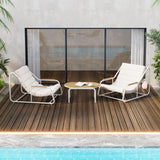 Outdoor Chaise Lounge Chairs Set of 3 with Acacia Side Table, Pool Lounge Chairs for Lawn, Deck, Beach-户外家居套装-Parc Decor