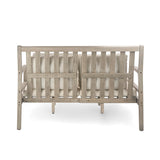 Outdoor Daybed, Patio Daybed with Four Pillows, Wooden Outdoor Bed with Curved Armrests for Poolside, Backyard, Garden-户外家居套装-Parc Decor