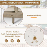 Outdoor Daybed, Patio Daybed with Four Pillows, Wooden Outdoor Bed with Curved Armrests for Poolside, Backyard, Garden-户外家居套装-Parc Decor