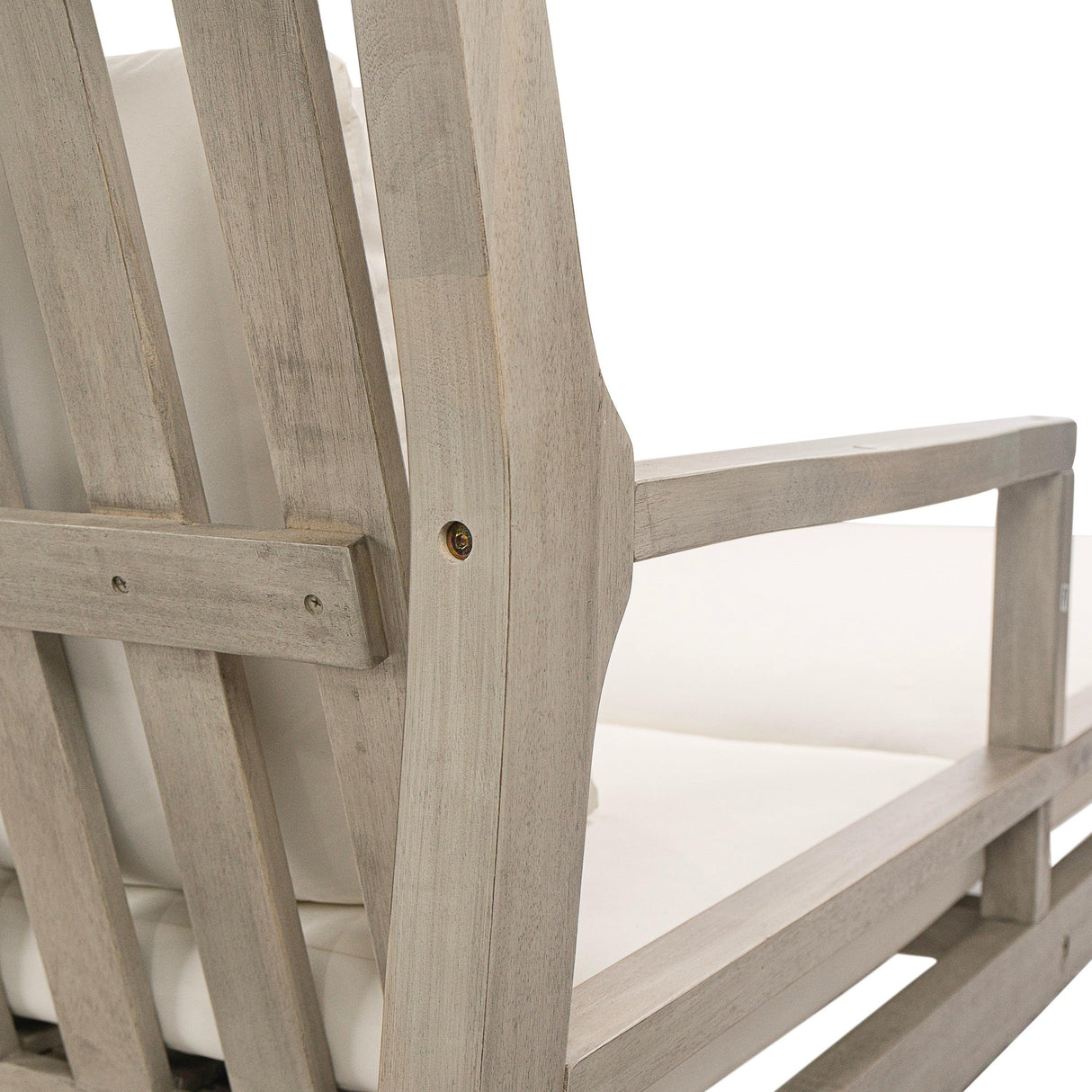 Outdoor Daybed, Patio Daybed with Four Pillows, Wooden Outdoor Bed with Curved Armrests for Poolside, Backyard, Garden-户外家居套装-Parc Decor