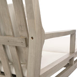 Outdoor Daybed, Patio Daybed with Four Pillows, Wooden Outdoor Bed with Curved Armrests for Poolside, Backyard, Garden-户外家居套装-Parc Decor