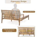 Outdoor Daybed, Patio Daybed with Four Pillows, Wooden Outdoor Bed with Curved Armrests for Poolside, Backyard, Garden-户外家居套装-Parc Decor