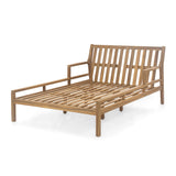 Outdoor Daybed, Patio Daybed with Four Pillows, Wooden Outdoor Bed with Curved Armrests for Poolside, Backyard, Garden-户外家居套装-Parc Decor