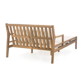 Outdoor Daybed, Patio Daybed with Four Pillows, Wooden Outdoor Bed with Curved Armrests for Poolside, Backyard, Garden-户外家居套装-Parc Decor