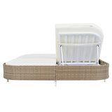 Outdoor Daybed, Patio Rattan Daybed with 5-Position Adjustable Backrest and Removable Cushions & Pillows for Garden, Backyard, Poolside-户外家居套装-Parc Decor