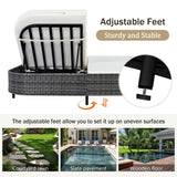 Outdoor Daybed, Patio Rattan Daybed with 5-Position Adjustable Backrest and Removable Cushions & Pillows for Garden, Backyard, Poolside-户外家居套装-Parc Decor