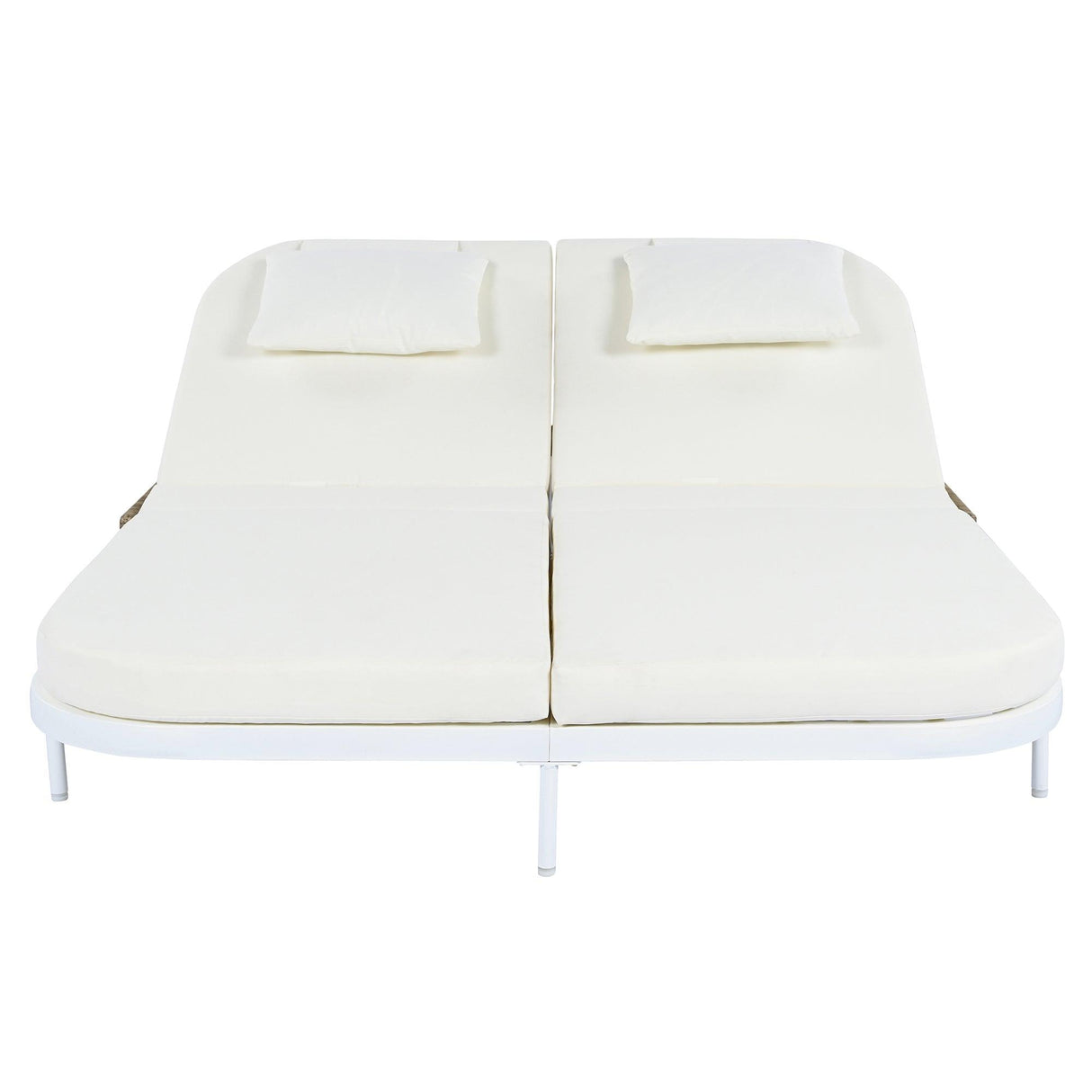 Outdoor Daybed, Patio Rattan Daybed with 5-Position Adjustable Backrest and Removable Cushions & Pillows for Garden, Backyard, Poolside-户外家居套装-Parc Decor