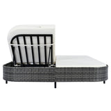 Outdoor Daybed, Patio Rattan Daybed with 5-Position Adjustable Backrest and Removable Cushions & Pillows for Garden, Backyard, Poolside-户外家居套装-Parc Decor