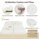 Outdoor Daybed, Patio Rattan Daybed with 5-Position Adjustable Backrest and Removable Cushions & Pillows for Garden, Backyard, Poolside-户外家居套装-Parc Decor