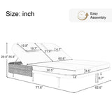 Outdoor Daybed, Patio Rattan Daybed with 5-Position Adjustable Backrest and Removable Cushions & Pillows for Garden, Backyard, Poolside-户外家居套装-Parc Decor