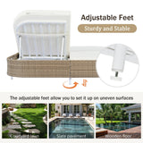 Outdoor Daybed, Patio Rattan Daybed with 5-Position Adjustable Backrest and Removable Cushions & Pillows for Garden, Backyard, Poolside-户外家居套装-Parc Decor