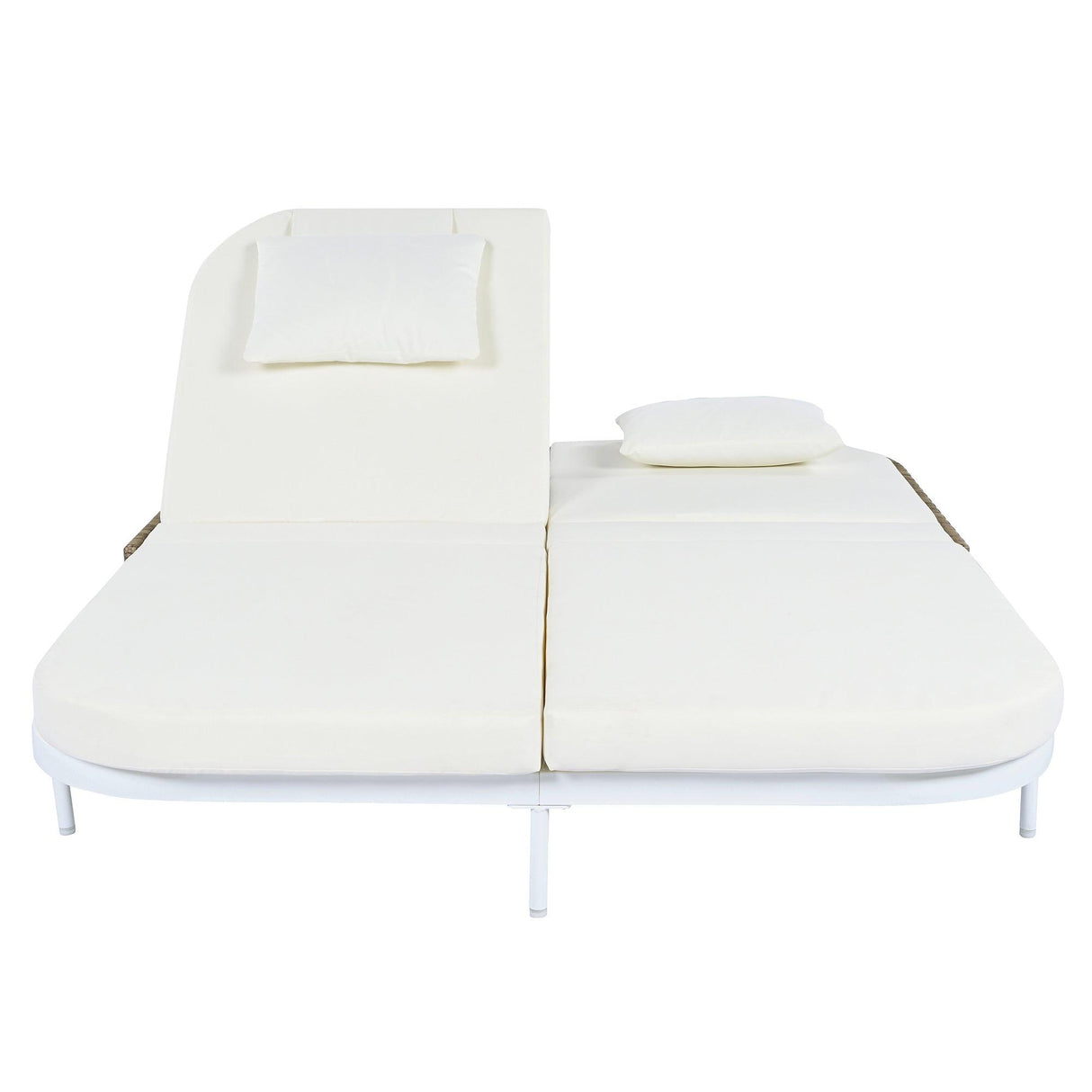 Outdoor Daybed, Patio Rattan Daybed with 5-Position Adjustable Backrest and Removable Cushions & Pillows for Garden, Backyard, Poolside-户外家居套装-Parc Decor