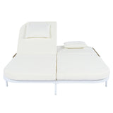 Outdoor Daybed, Patio Rattan Daybed with 5-Position Adjustable Backrest and Removable Cushions & Pillows for Garden, Backyard, Poolside-户外家居套装-Parc Decor