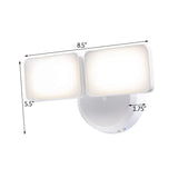 Outdoor LED Dual Head Wall Spot Light 2 Light Dusk to Dawn, White Finish 6"H