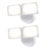 Outdoor LED Dual Head Wall Spot Light 2 Light Dusk to Dawn, White Finish 6"H