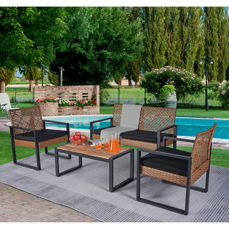 Outdoor Wicker 4-Piece Patio Furniture Set-Outdoor Furniture-Parc Decor