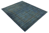 Overdyed Blue Hand Knotted 8x10 Traditional Antique Style Oushak Wool Accent Rug-Area Rug-Parc Decor