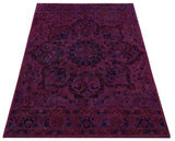 Overdyed Pink Traditional Floral Design Hand Tufted Wool Area Rug