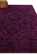 Overdyed Pink Traditional Floral Design Hand Tufted Wool Area Rug