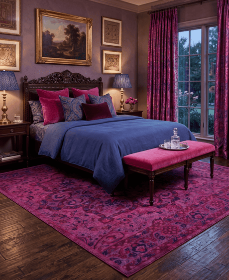 Overdyed Pink Traditional Floral Design Hand Tufted Wool Area Rug