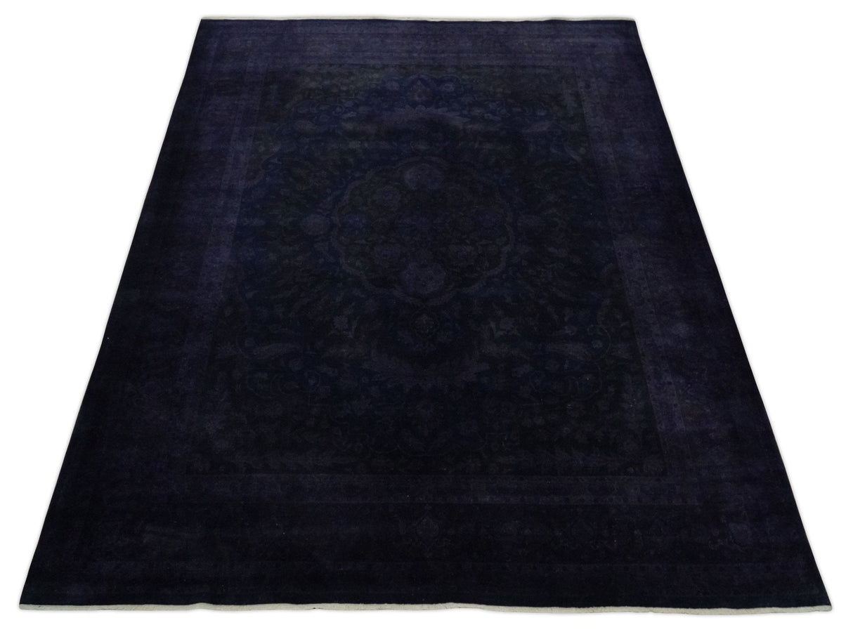 Overdyed Royal Dark Purple Hand Knotted 8x10 Traditional Oushak Design Wool Accent Rug | N362810-Area Rug-Parc Decor