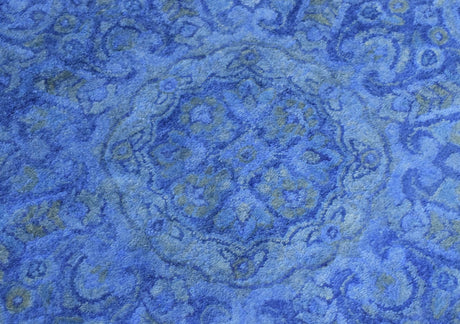 Overdyed Traditional Blue Hand Tufted Wool 5x8 Area Rug