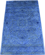 Overdyed Traditional Blue Hand Tufted Wool 5x8 Area Rug