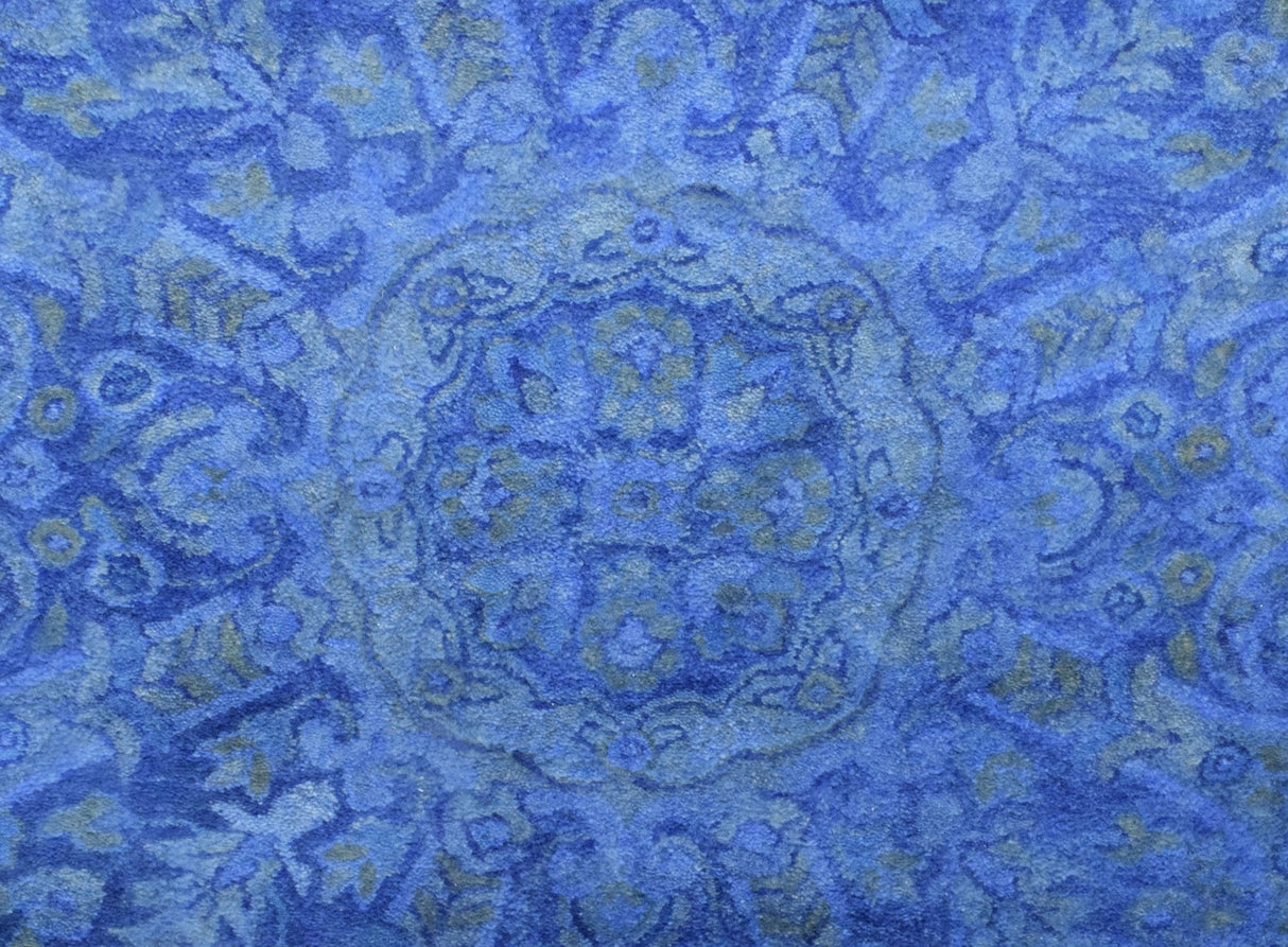 Overdyed Traditional Blue Hand Tufted Wool 5x8 Area Rug